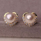 Vintage Pearl Earrings Gold Stud