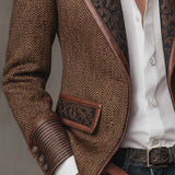 Blazer Donna con Pannello Stampato a Spina di Pesce