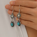 Bohemian Turquoise & Silver Floral Necklace and Bracelet Set
