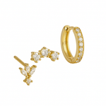 Trio Mila Essentials One-Sided Earrings Set | Gold