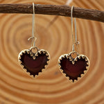 Vintage Bohemian Resin Red Drip Heart Earrings
