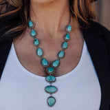 ÉLÉGANT VINTAGE TURQUOISE IMPOSANT COLLIERETBOUCLES D'OREILLES