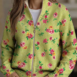 CONSTANCE | VESTE ZIPPÉE FLORAL ROSE & CITRON