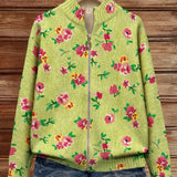 CONSTANCE | VESTE ZIPPÉE FLORAL ROSE & CITRON