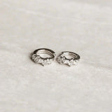 Crystal Cluster Huggies | White Gold