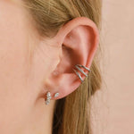 Crystal Cluster Huggies | White Gold