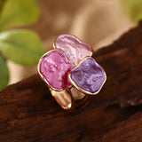 Bohemian Enamel Geometrical Irregular Square Ring