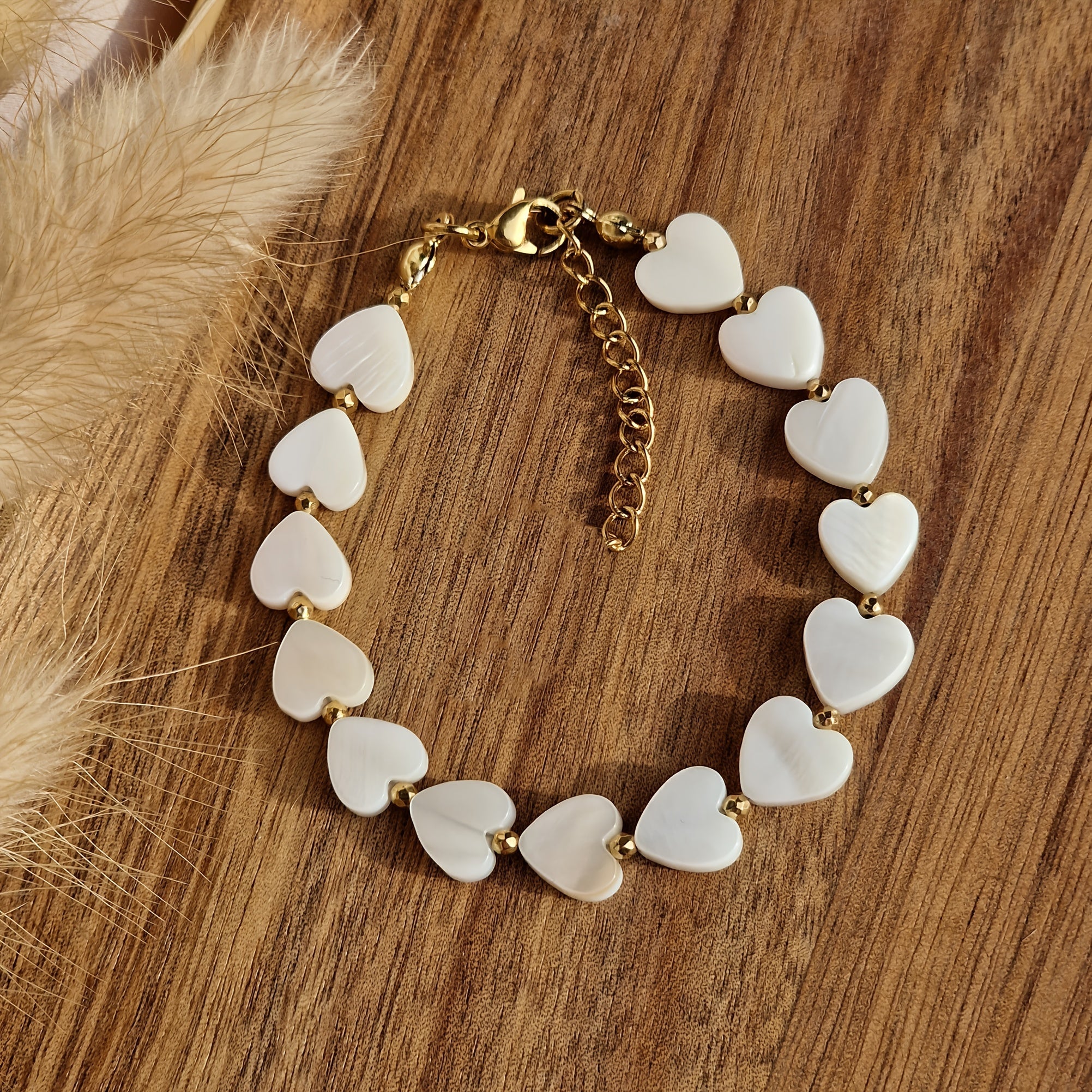 Bohemian Natural Stone Shell Heart Bracelet
