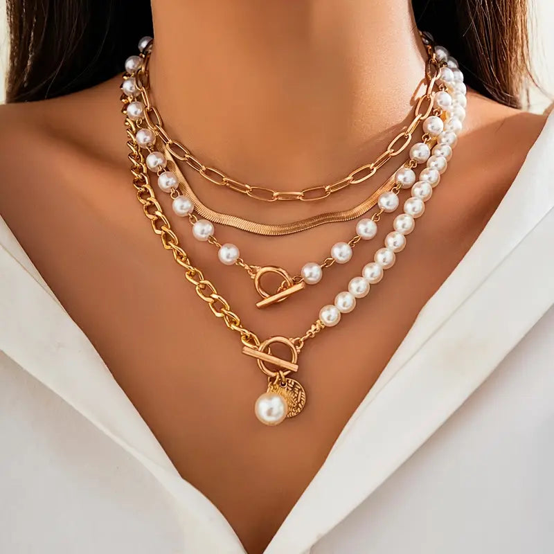 Ensemble Vintage Perle & Or Serpent Chaîne Collier | Or