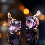 Elegant Boho Style Purple Cubic Zirconia Drop Earrings
