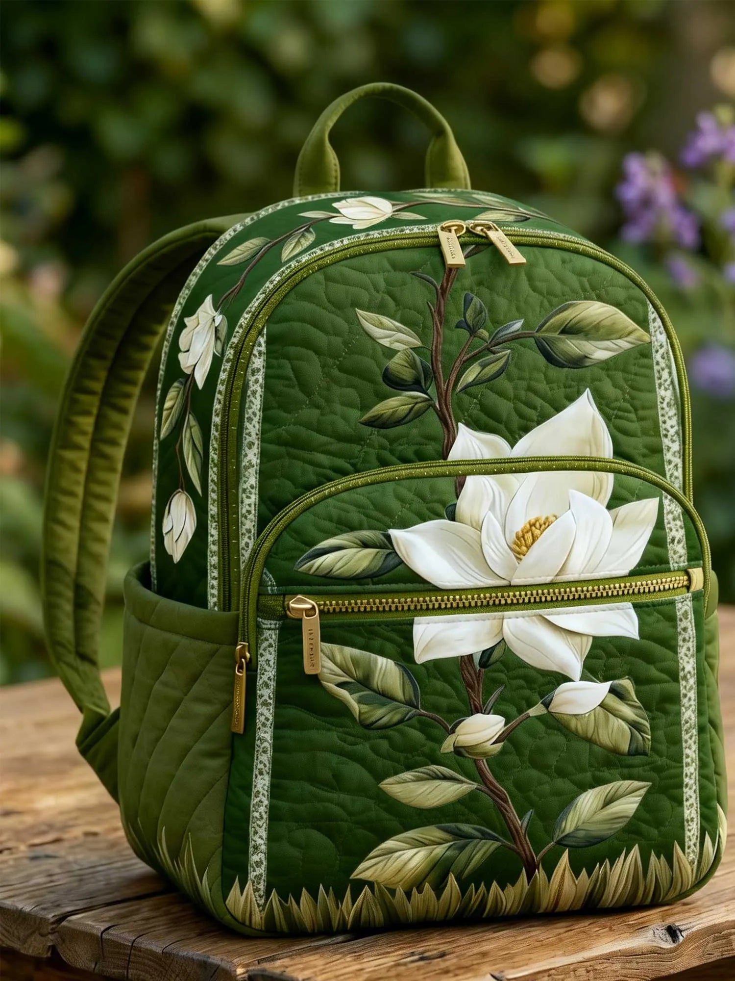Magnolia Floral Quilted Backpack