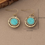 Bohemian Minimalist Turquoise Round Drop Earrings