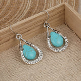 BOUCLES D'OREILLES VINTAGE RÉTRO EAU GOUTTE TURQUOISE PENDENTIF