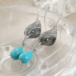 BOUCLES D'OREILLES VINTAGE ARGENT TON GÉOMÉTRIQUE IRRÉGULIER FORME TURQUOISE GOUTTE