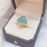 Bohemian Painted Oil Irregular Rock Edge Mint Green Ring