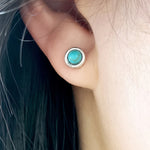BOUCLES D'OREILLES TURQUOISE MANDALA ARGENT PLAQUÉ CLOU D'OREILLE