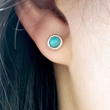 BOUCLES D'OREILLES TURQUOISE MANDALA ARGENT PLAQUÉ CLOU D'OREILLE