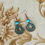 Bohemian Red Copper Colored Hoop Pendant Earrings