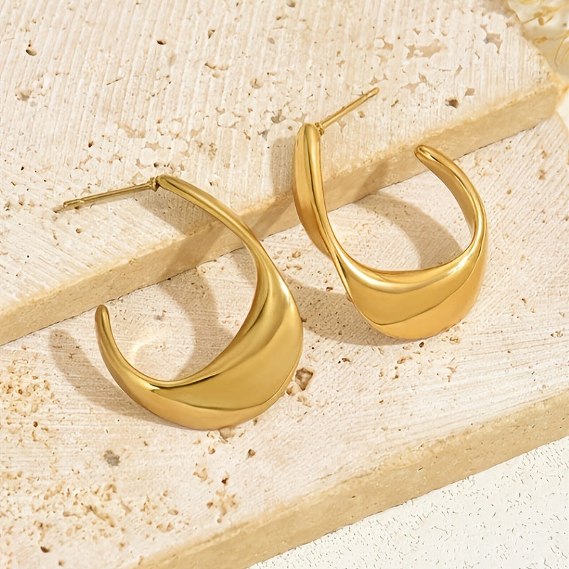 Boucles d'Oreilles Sculpté Croissant Créole | Or