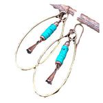 Vintage Bohemian Turquoise Beaded Hoop Earrings