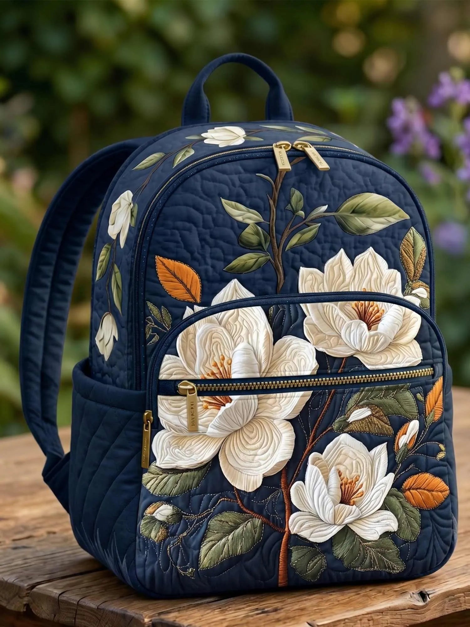 Magnolia Floral Quilted Backpack