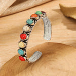 BRACELET VINTAGE MULTI-PIERRES TURQUOISE MANCHETTE