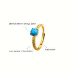 BAGUE ÉLÉGANT LISSE TURQUOISE PIERRE PRÉCIEUSE DORÉ ANNEAU