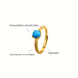 BAGUE ÉLÉGANT LISSE TURQUOISE PIERRE PRÉCIEUSE DORÉ ANNEAU