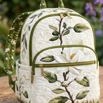 White Magnolia Quilted Backpack