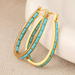 BOUCLES D'OREILLES EN FORME DE U CARRÉ SYNTHÉTIQUE TURQUOISE