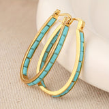 BOUCLES D'OREILLES EN FORME DE U CARRÉ SYNTHÉTIQUE TURQUOISE