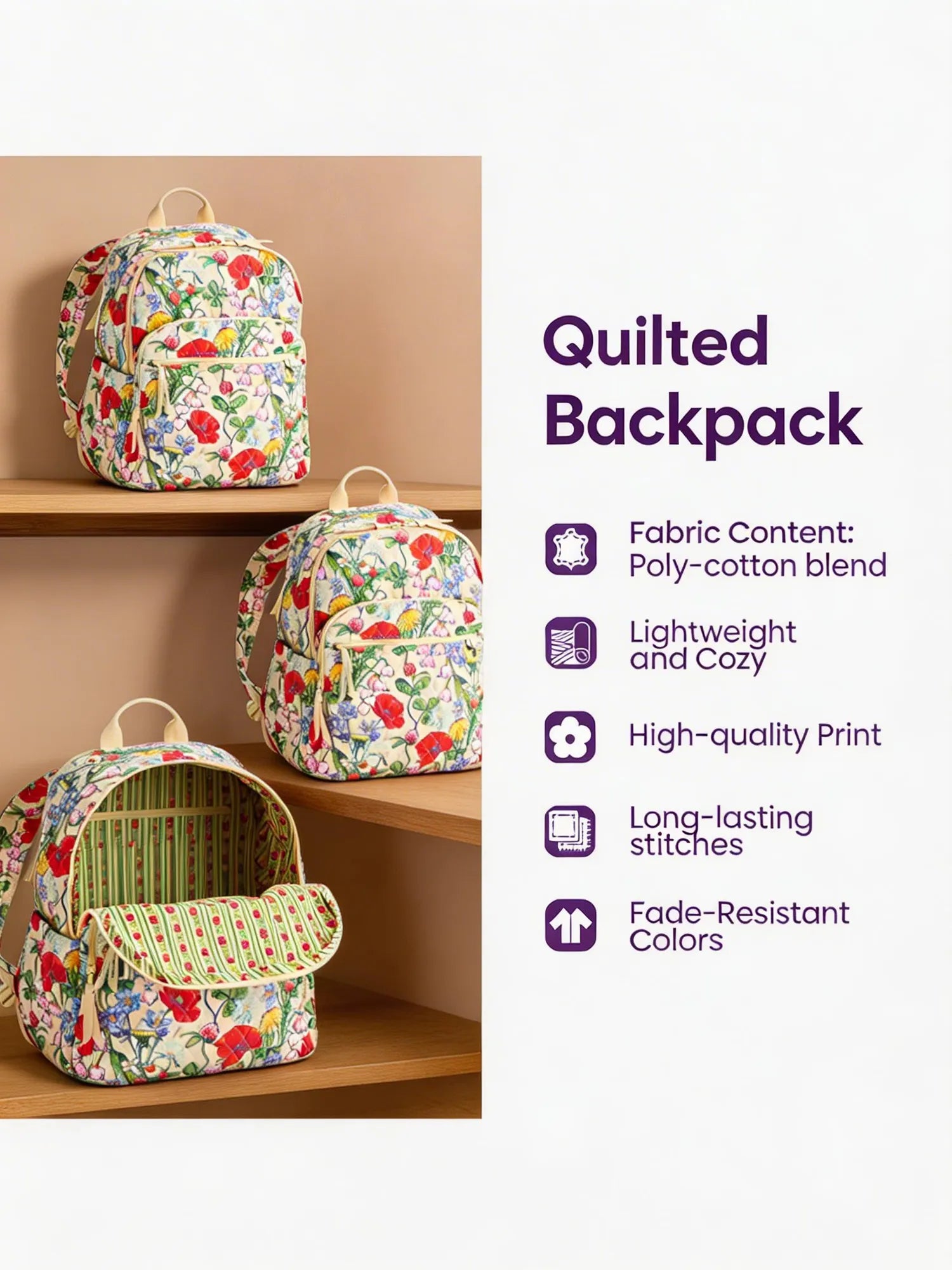 Desert Cactus Quilted Backpack