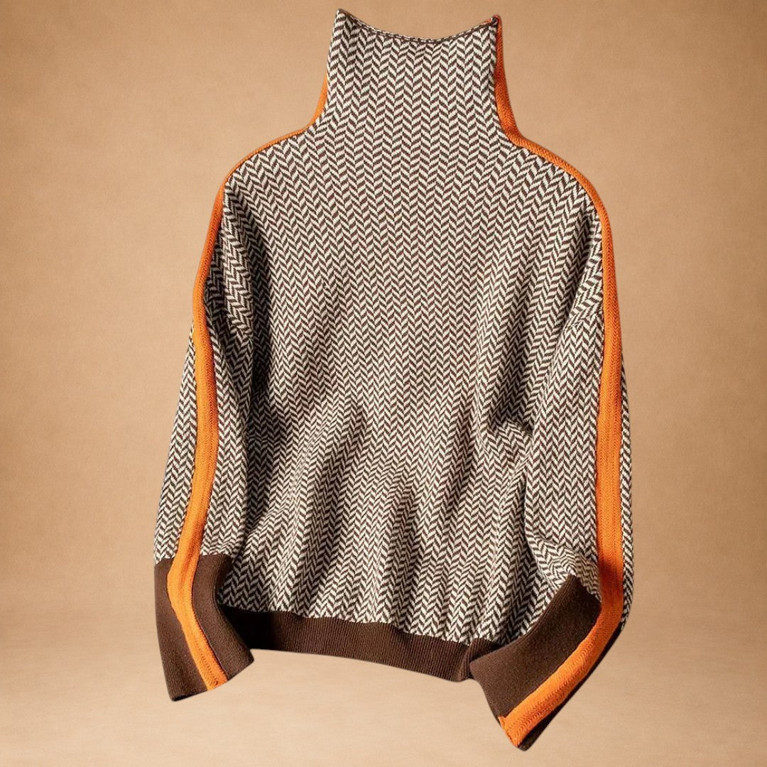 ARISTONIE | PULL COL ROULÉ CONTRASTÉ