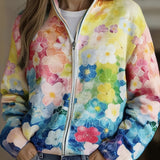 AUGUSTA | VESTE ZIPPÉE FLORAL AQUARELLE OMBRÉ