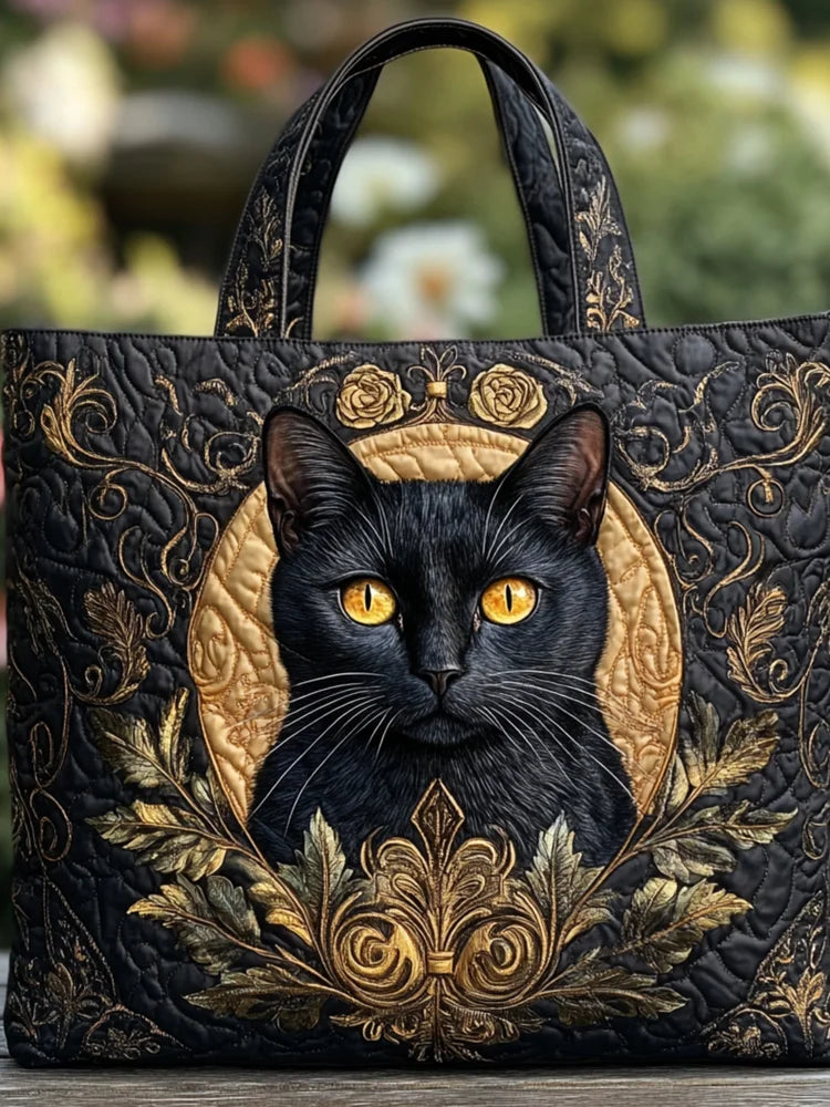 Animal Plant Cat Quilted Tote Bag