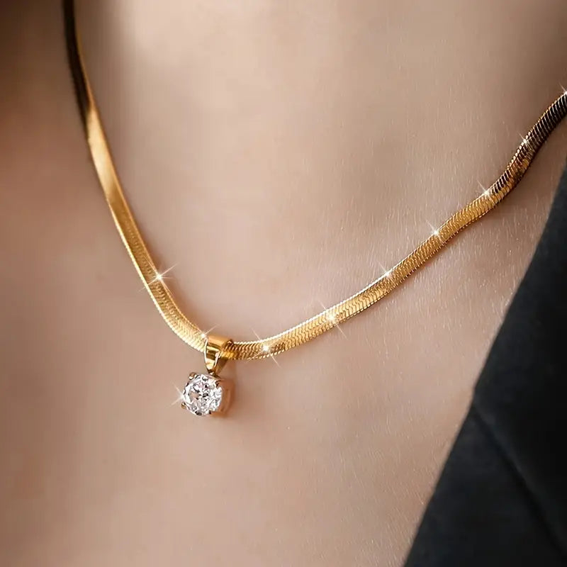 Collier Élégant Strass Pendentif | Or