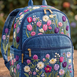 Denim Wildflower Quilted Backpack