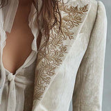 Blazer Tailored Ricamato Avorio da Donna