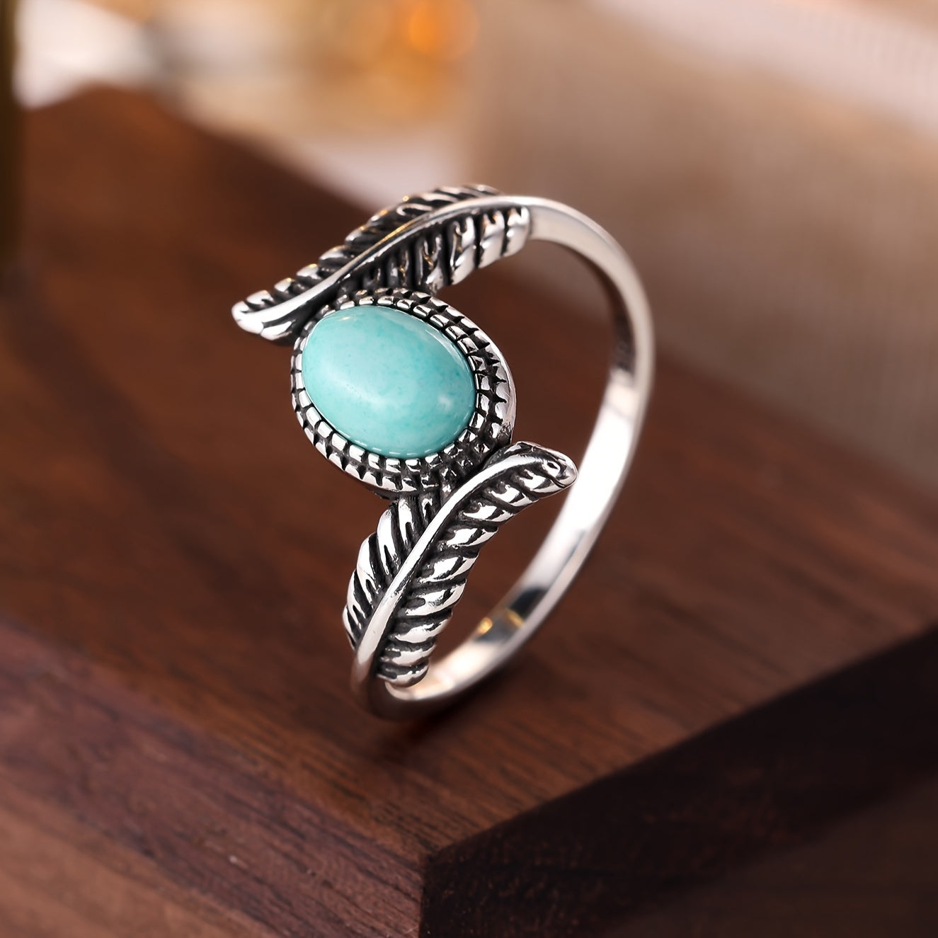 BAGUE VINTAGE FEUILLE TURQUOISE STERLING ARGENT