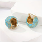 BOUCLES D'OREILLES CLASSIQUE RÉTRO OR TURQUOISE BOMBÉ CRÉOLE