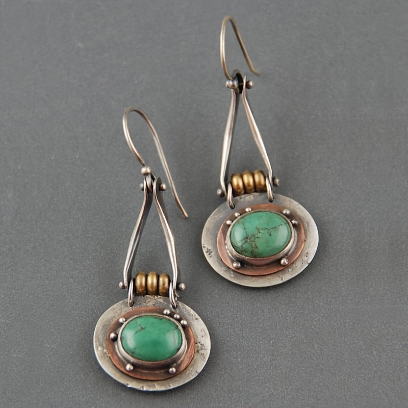 BOUCLES D'OREILLES TURQUOISE MIXTE MÉTAL ARTISANAL GOUTTE