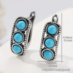 BOUCLES D'OREILLES VINTAGE ARGENT PLAQUÉ TURQUOISE ÉPAIS CRÉOLE