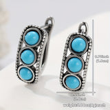 BOUCLES D'OREILLES VINTAGE IMPOSANT TURQUOISE PERLE CRÉOLE