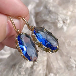 DORÉ BLEU FLORAISON BOUCLES D'OREILLES - OR