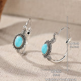 BOUCLES D'OREILLES VINTAGE RÉTRO ALLONGÉ TURQUOISE SPLICING