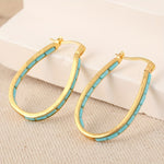 BOUCLES D'OREILLES EN FORME DE U CARRÉ SYNTHÉTIQUE TURQUOISE