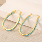 BOUCLES D'OREILLES EN FORME DE U CARRÉ SYNTHÉTIQUE TURQUOISE
