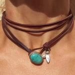 COLLIER VINTAGE TURQUOISE PERLE MULTI-