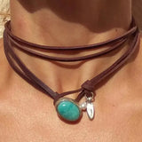 COLLIER VINTAGE TURQUOISE PERLE MULTI-