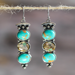 Vintage Natural Turquoise Stone Drop Earrings